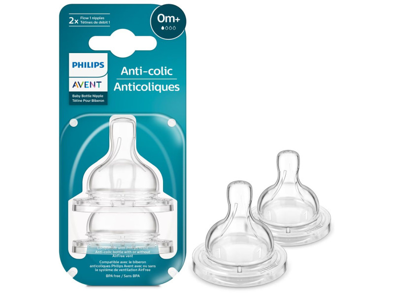 Philips Θηλές από Σιλικόνη Baby Bottle Flow 1 Nipple 2τμχ (SCY761/02) (PHISCY761.02)