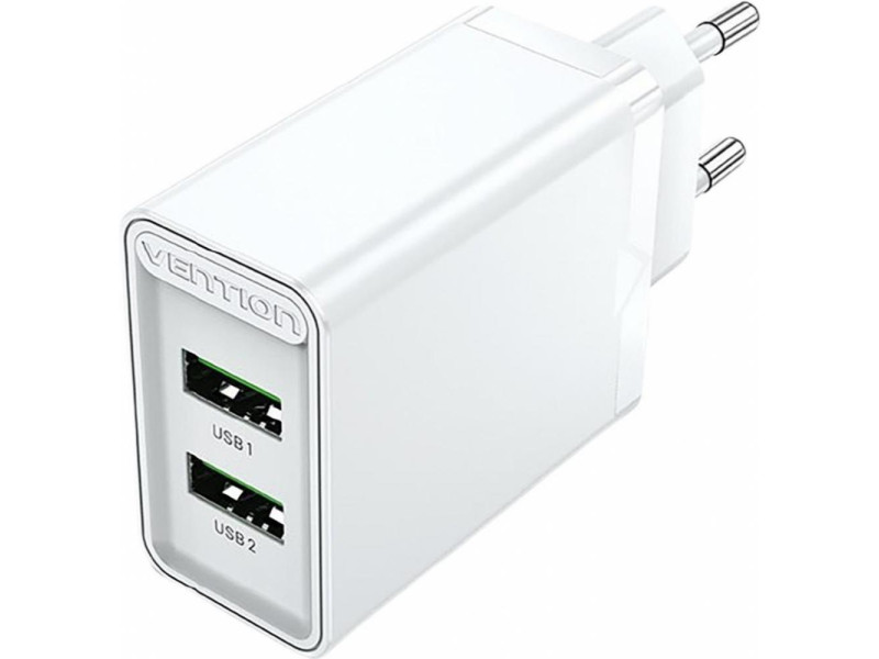 VENTION 2-Port USB (A+A) Wall Charger (18W/18W) EU White (FBAW0-EU) (VENFBAW0-EU)