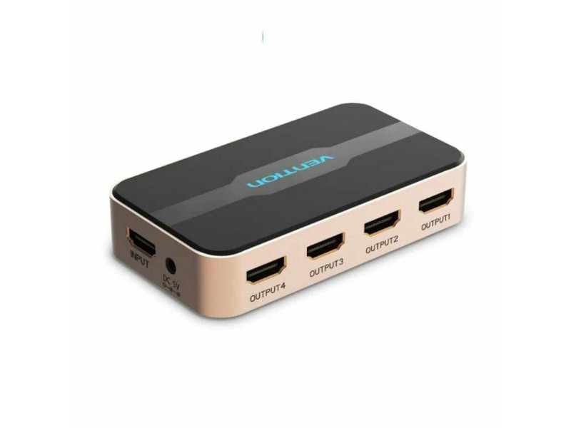 VENTION 1 In 4 Out HDMI Splitter 4K@30Hz Gold Aluminum Alloy Type EU Standard (ACCG0-EU) (VENACCG0-EU)