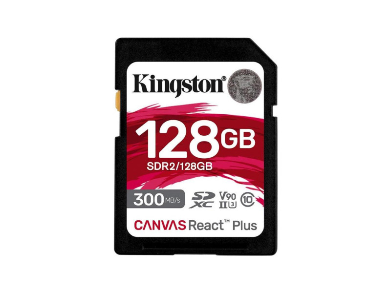 Kingston Canvas React Plus SDXC 128GB Class 10 U3 V90 UHS-II (SDR2/128GB) (KINSDR2-128GB)