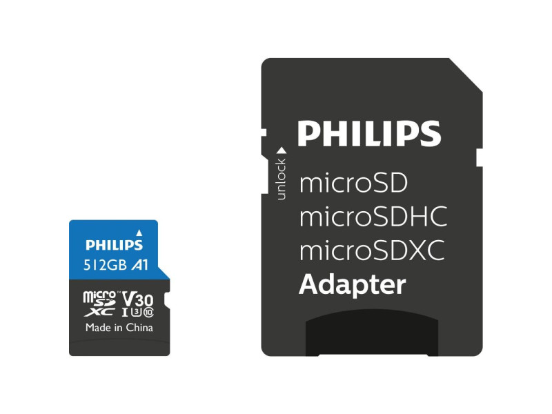 Philips microSDXC 512GB Class 10 U3 UHS-I με αντάπτορα (FM51MP65B/00) (PHIFM51MP65B-00)
