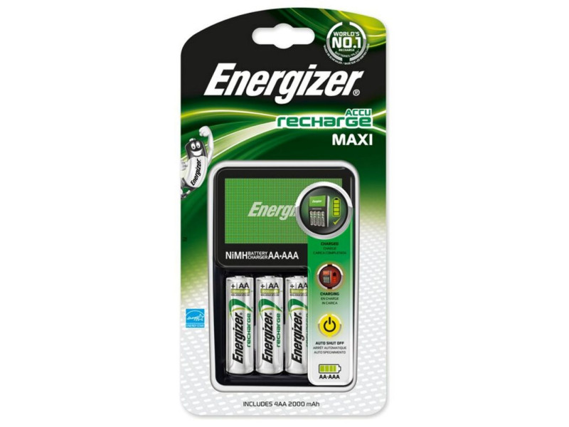 Energizer ACCU Recharge Maxi Φορτιστής 4 Μπαταριών Ni-MH Μεγέθους AA/AAA Σετ με 4x AA 2000mAh (8962563) (ENE8962563)