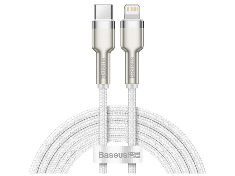 Baseus Cafule Metal Braided USB-C to Lightning Cable 20W Λευκό 2m  (CATLJK-B02) (BASCATLJK-B02)