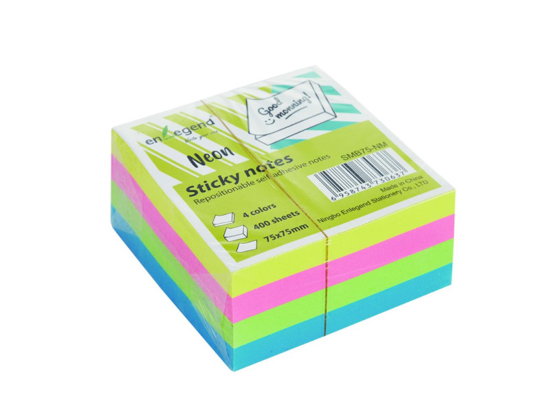 EnLegend Αυτοκόλλητες σημειώσεις 75Χ75, 400φ.,4 χρώματα neon (SMB75-NM) (ENLSMB75-NM)