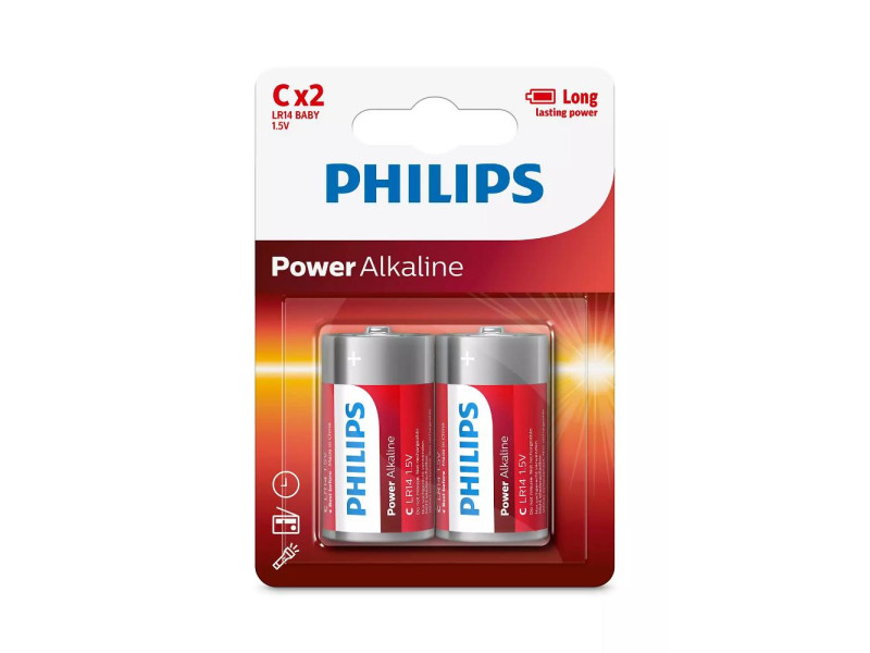 Philips Power Αλκαλικές Μπαταρίες C 1.5V 2τμχ (LR14P2B/10) (PHILR14P2B-10)