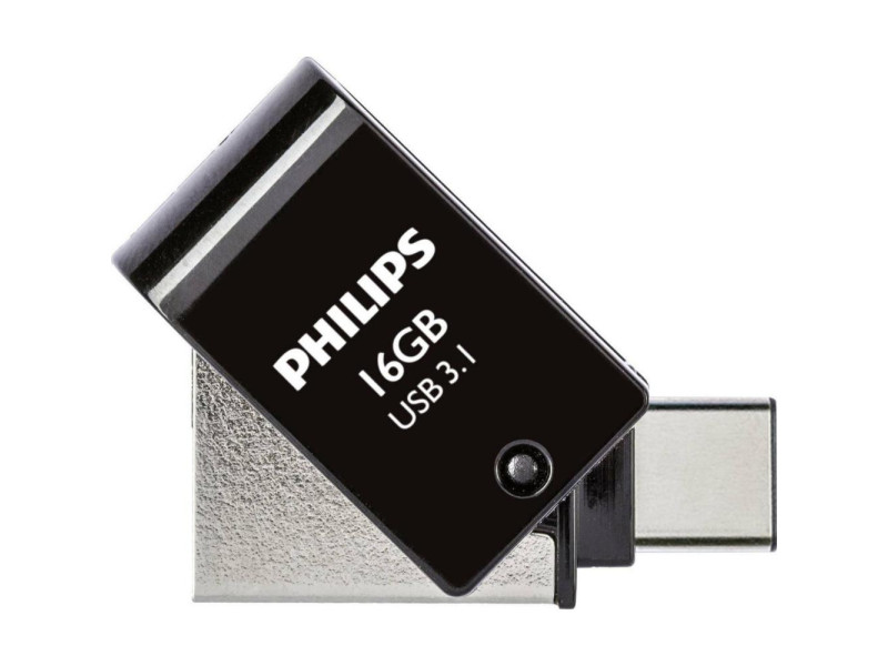 Philips 2-in-1 16GB USB 3.1 Stick με σύνδεση USB-C Μαύρο (PHUSB16G2IN1OTGGU3C) (ΠΗΙPHUSB16G2IN1OTGGU3C)