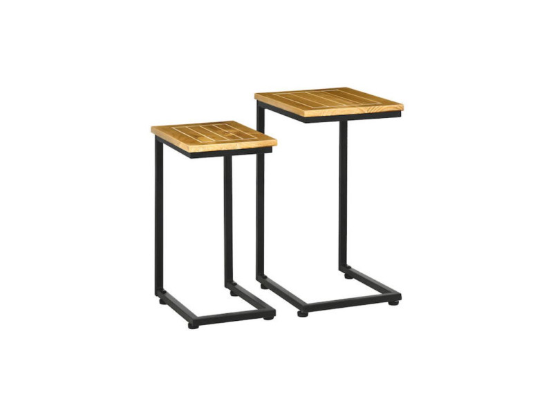 Outsunny Σετ 2 Πλαϊνά Τραπεζάκια Κήπου 40x30x60 (84G-079V00LR) (OUT84G-079V00LR)