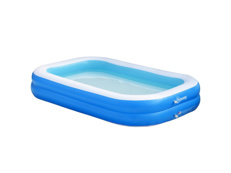 Outsunny Εξωτερική Ορθογώνια Φουσκωτή Πισίνα Μπλε 262x176x56cm (848-038) (OUT848-038)