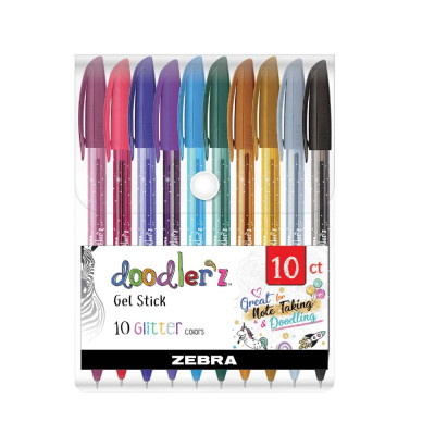 Zebra Στυλό Gel με Πολύχρωμο Μελάνι Glitter Colors 10τμχ (ZB-02619) (ZEB02619)
