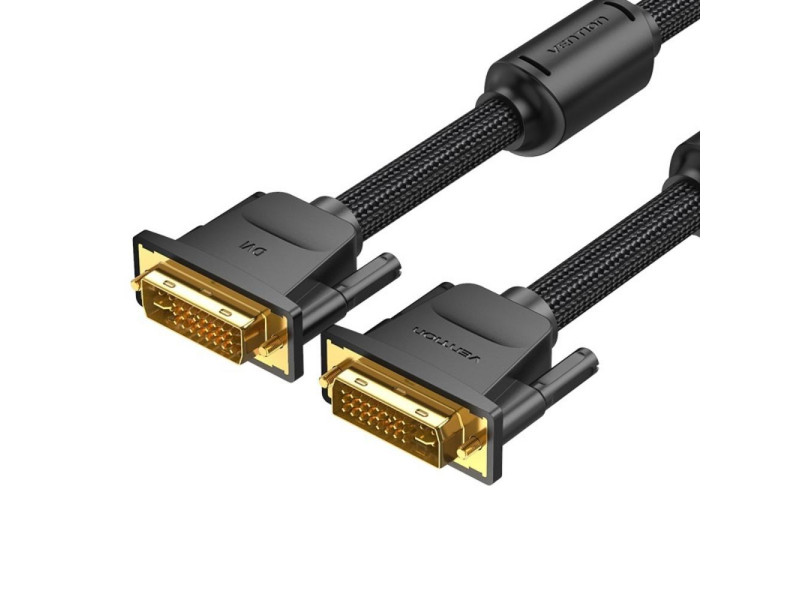 VENTION Cotton Braided DVI-D (24+1) Male to Male Cable 1M Black (EAEBF) (VENEAEBF)