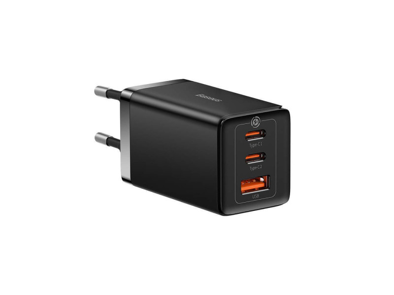Baseus Φορτιστής Χωρίς Καλώδιο με Θύρα USB-A και 2 Θύρες USB-C 65W Quick Charge 3.0 Μαύρος (GaN5 Pro) (CCGP120201) (BASCCGP120201)