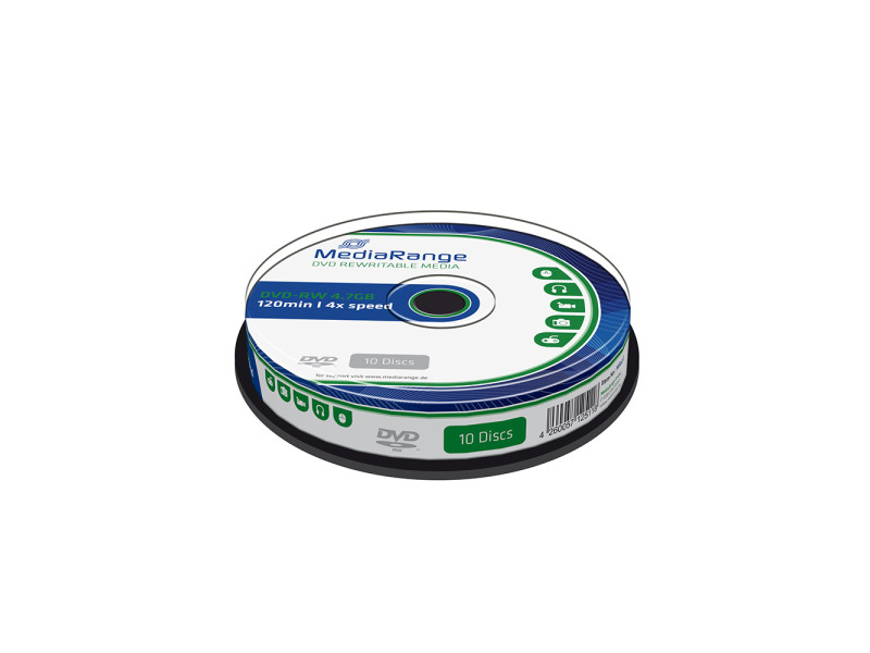 MediaRange DVD-RW 120' 4.7GB 4x Rewritable Cake Box x 10 (MR450)