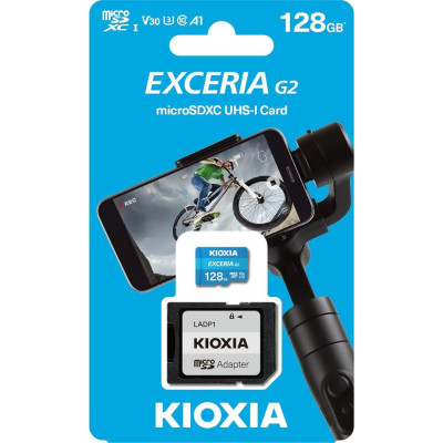Kioxia Exceria G2 microSDXC 128GB Class 10 U3 V30 UHS-I με αντάπτορα (LMEX2L128GG2) (KIOLMEX2L128GG2)