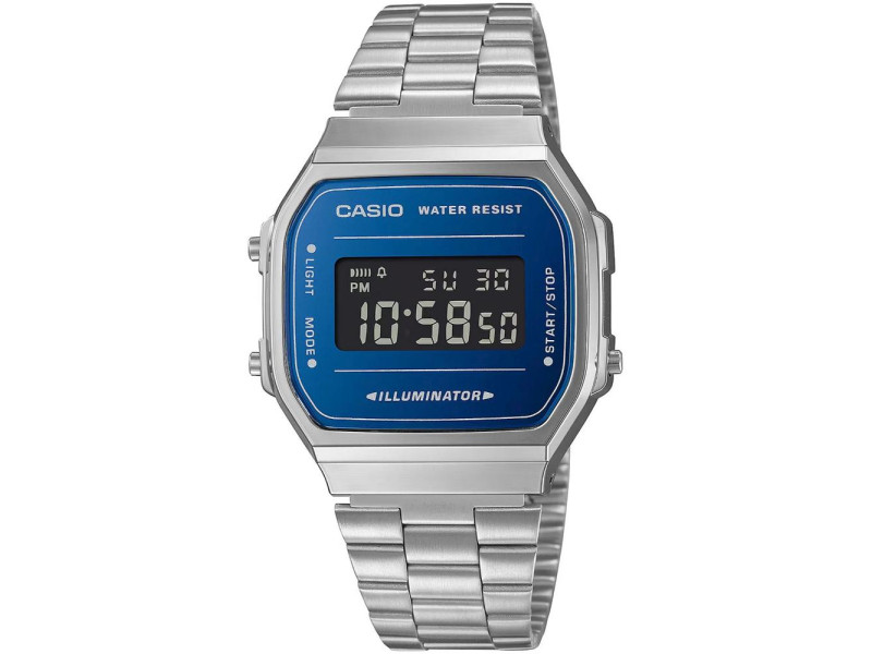Casio Vintage Iconic Ψηφιακό Ρολόι Αυτόματο με Ασημί Μεταλλικό Μπρασελέ (A168WEM-2BEF) (CASA168WEM-2BEF)