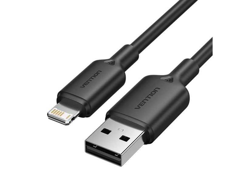 VENTION USB 2.0 A Male to Lightning Male 2.4A Cable 2M Black PVC Type (LAMBH) (VENLAMBH)