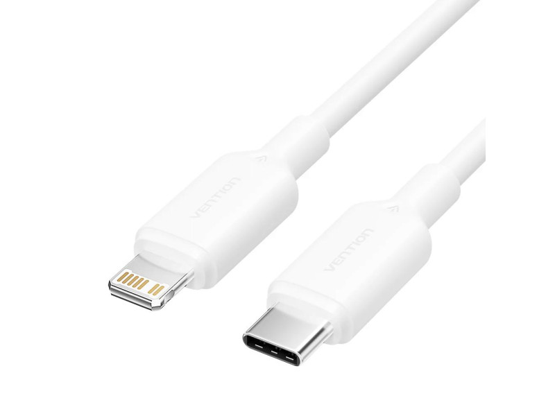 VENTION Type-C Male to Lightning Male 3A Cable 1M White PVC Type (LAKWF) (VENLAKWF)