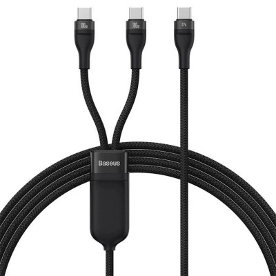 Baseus Καλώδιο USB 2σε1 Flash Series USB-C σε USB-C 100W, 1.5m Μαύρο (CASS060001) (BASCASS060001)