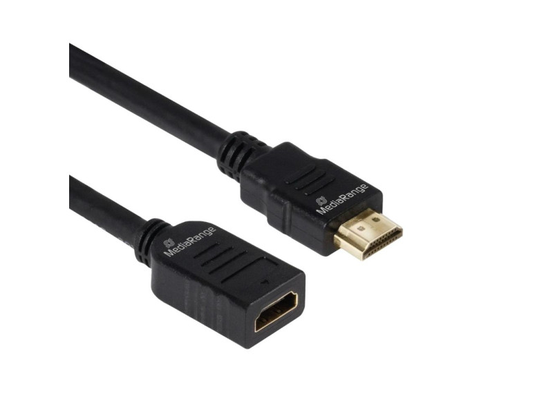 MediaRange HDMI Premium High Speed Ethernet Extension Cable, 18 Gbps, Ver. 2.0, 4k@60Hz, HDR, 3D, ARC, 2.0m, Black (MRCS256)