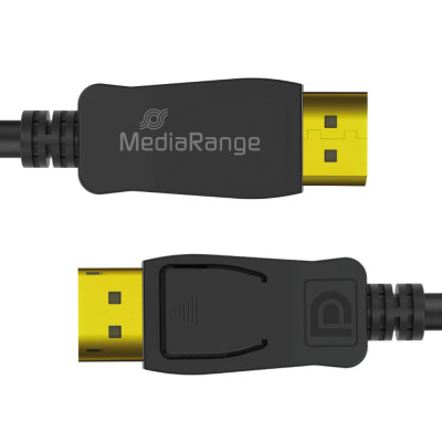 MediaRange DisplayPort Cable, Ver. 2.1, 40 Gbps, 4k@120Hz, 8k@60Hz, True Color 24 Bit, Deep Color 30 Bit, HDR, HDCP 2.2, 2.0m, Black (MRCS248)