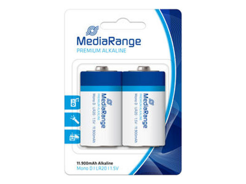 MediaRange Premium Alkaline Batteries Mono D|LR20|1.5V Pack 2  (MRBAT109)