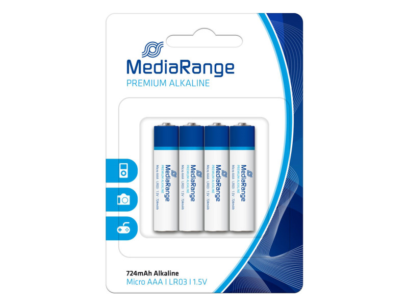 MediaRange Premium Alkaline Batteries Micro AAA|LR03|1.5V Pack 4  (MRBAT101)