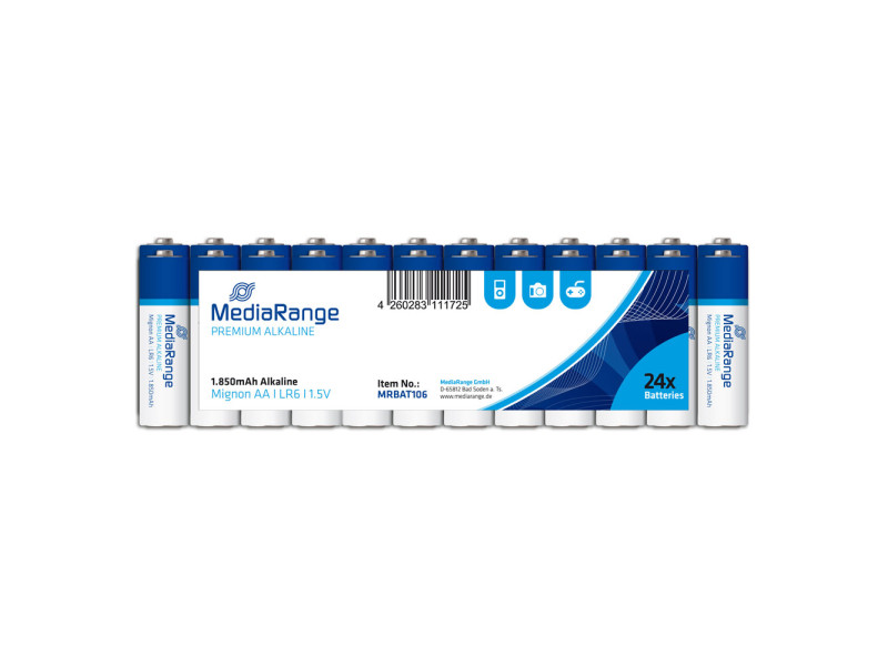 Αλκαλική Μπαταρία MediaRange Premium AA 1.5V (LR6) (24 Pack) (MRBAT106)