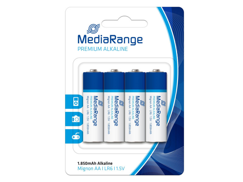 MediaRange Premium Alkaline Batteries Mignon AA|LR6|1.5V Pack 4  (MRBAT104)
