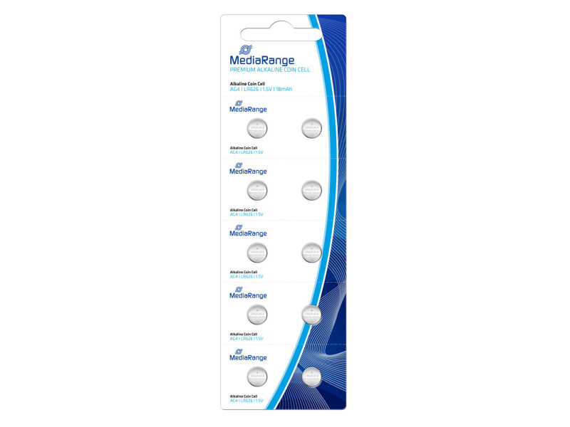 MediaRange Premium Alkaline Coin Cells AG4|LR626|1.5V Pack 10  (MRBAT111)