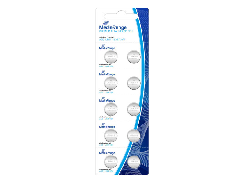 MediaRange Premium Alkaline Coin Cells AG10|LR54|1.5V Pack 10  (MRBAT112)