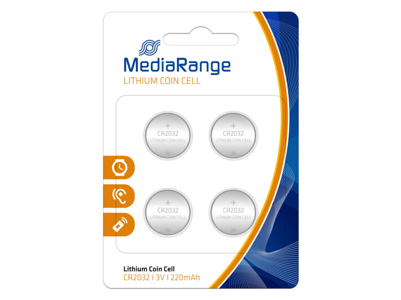 MediaRange Lithium Coin Cells CR2032|3V Pack 4  (MRBAT132)