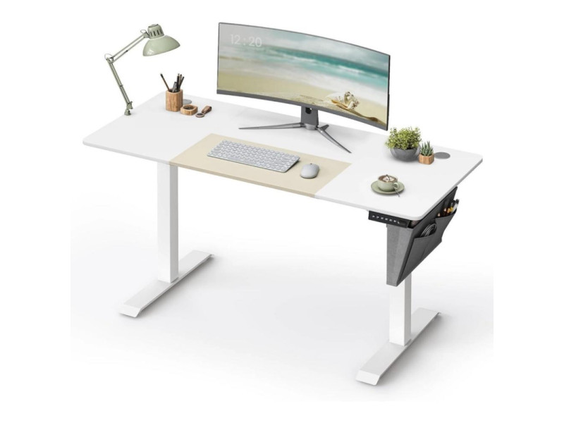 Songmics Γραφείο Ξύλινο με Μεταλλικά Πόδια White/Beige 60 x 140 x 72-120 (LSD016W01V1) (SNGLSD016W01V1)