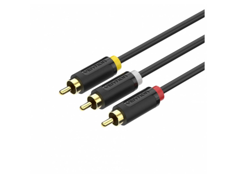 VENTION 3RCA Male to Male AV Cable 2M Black (BCABH) (VENBCABH)
