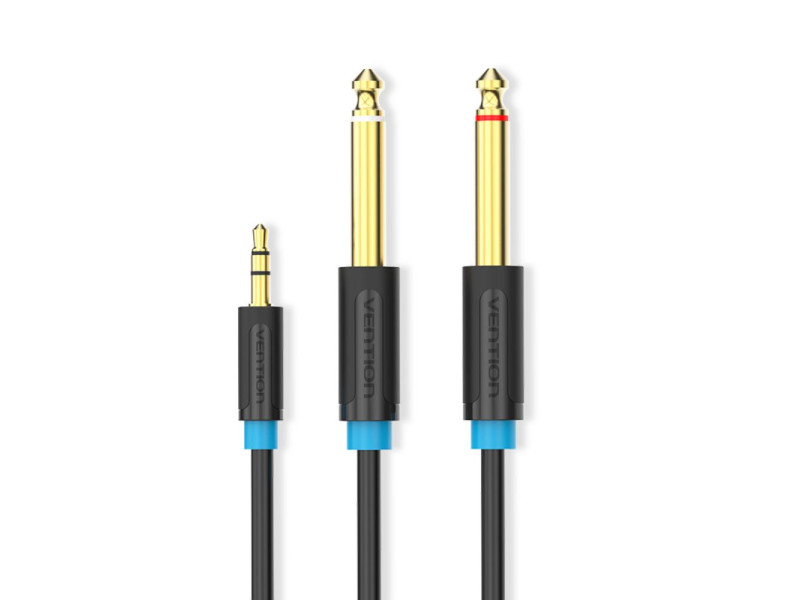 VENTION 3.5mm Male to 2*6.5mm Male Audio Cable 1.5M Black (BACBG) (VENBACBG)