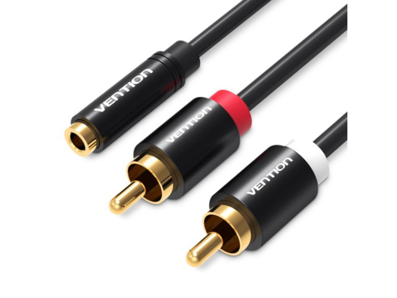 VENTION 3.5mm female - 2x RCA male Cable Black 2m (VAB-R01-B200) (VENVAB-R01-B200)
