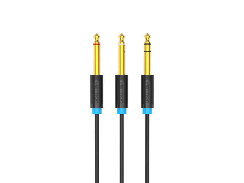 VENTION 6.35mm TRS Male to Dual 6.35mm Male Audio Cable 3M Black (BATBI) (VENBATBI)