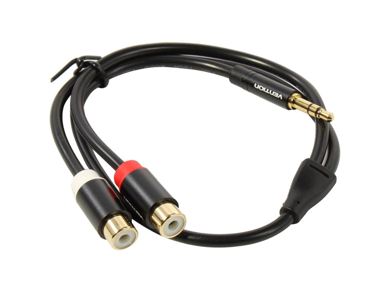 VENTION 3.5mm Male to 2RCA Female Audio Cable 0.3M Black Metal Type (VAB-R02-B030) (VENVAB-R02-B030)
