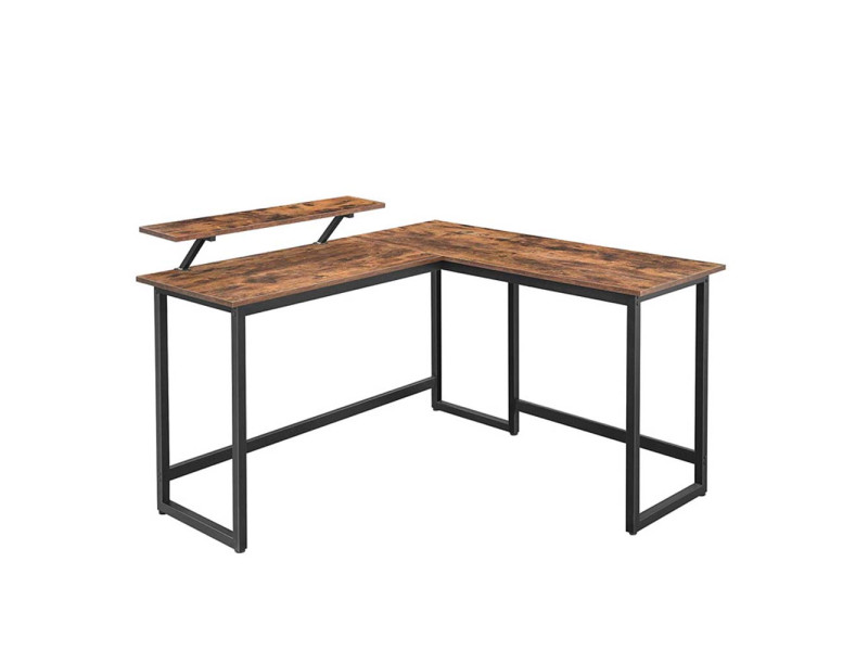 Vasagle Γωνιακό Μεταλλικό Γραφείο 140 x 130 x 76 / 91.5 cm Χρώματος Σκούρο Καφέ (LWD56X) (VASLWD56X)