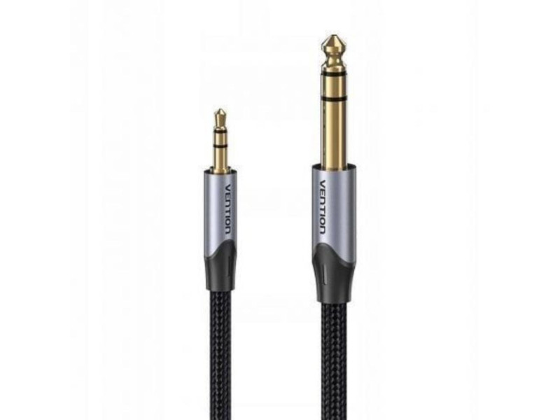 VENTION Cotton Braided TRS 3.5mm Male to 6.5mm Male Audio Cable 10M Gray Aluminum Alloy Type (BAUHL) (VENBAUHL)