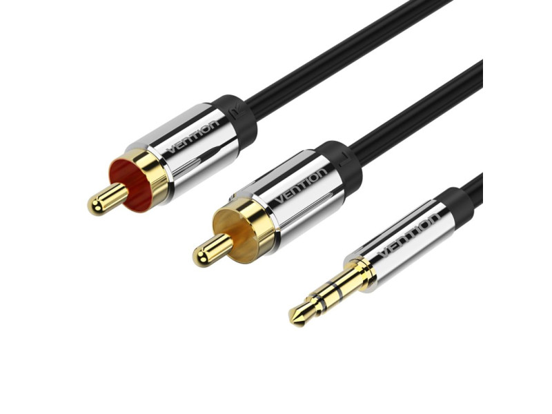 VENTION 3.5mm Male to 2RCA Male Audio Cable 0.5M Black Metal Type (BCFBD) (VENBCFBD)