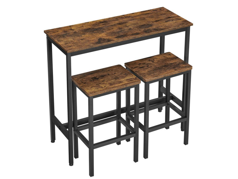 Vasagle σετ τραπεζιού μπαρ με δύο σκαμπό, Καφέ  (LBT218B01V1) (VASLBT218B01V1)