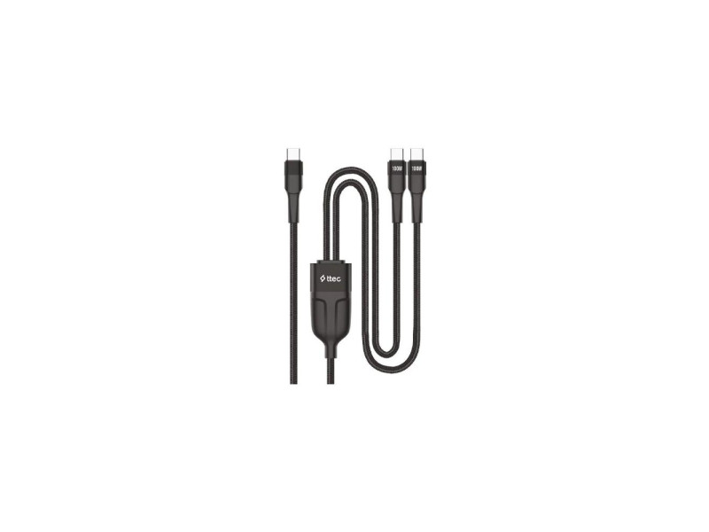 ttec AlumiCable Duo USB-C – 2 USB-C 100W Fast Charge Cable150cm (2DK55S) (TTEC2DK55S)