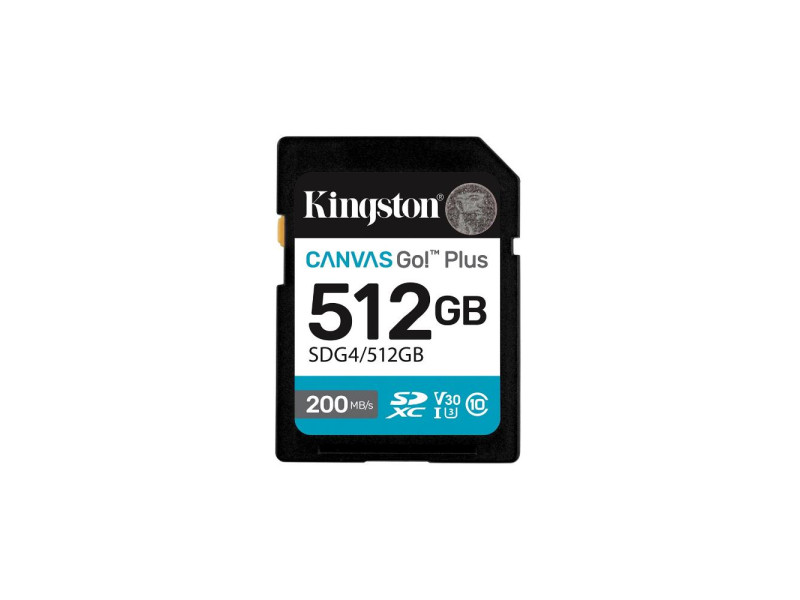 Kingston SD 512GB Canvas Go Plus 200/MB/s C10 U3 V30 (SDG4/512GB) (KINSDG4-512GB)