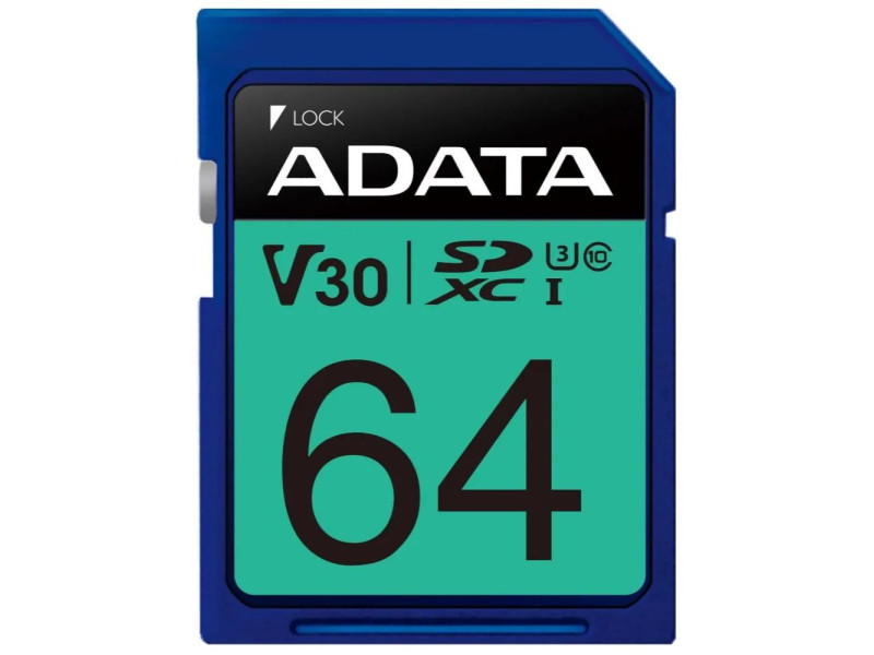 Adata SDXC PremierPro 64GB UHS-I U3 V30 100/85 MB/ (ASDX64GUI3V30S-R) (ADAASDX64GUI3V30S-R)