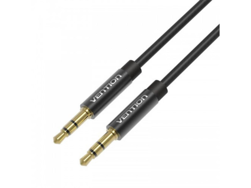 VENTION Fabric Braided 3.5mm Male to Male Audio Cable 2M Black Metal Type (BAGBH) (VENBAGBH)