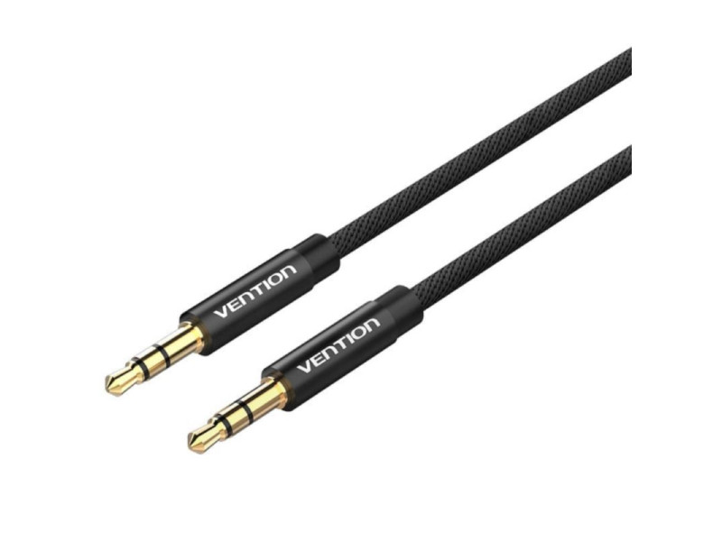 VENTION Fabric Braided 3.5mm Male to Male Audio Cable 1.5M Black Metal Type (BAGBG) (VENBAGBG)