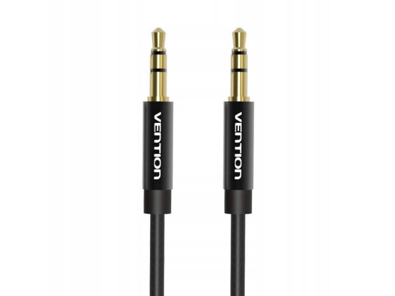 VENTION Fabric Braided 3.5mm Male to Male Audio Cable 0.5M Black Metal Type (BAGBD) (VENBAGBD)