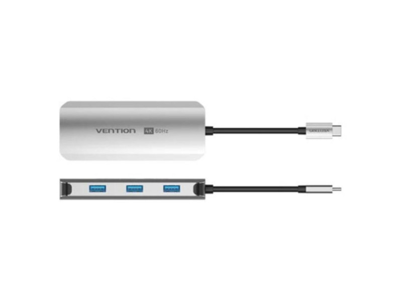 VENTION USB-C to HDMI/USB 3.0 x3/PD Docking Station 0.15M Gray Aluminum Alloy Type (TQDHB) (VENTQDHB)