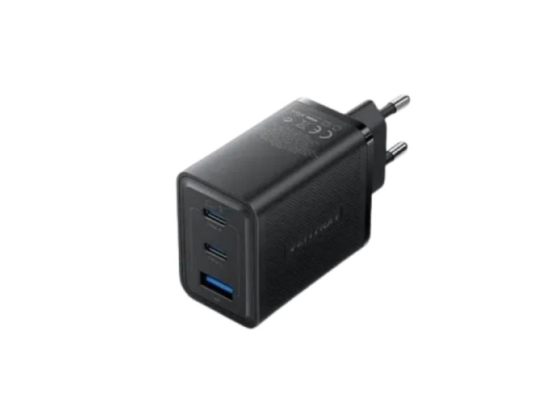 VENTION 3-Port USB (C + C + A) GaN Charger (65W/65W/60W) EU-Plug Black (FERB0-EU) (VENFERB0-EU)