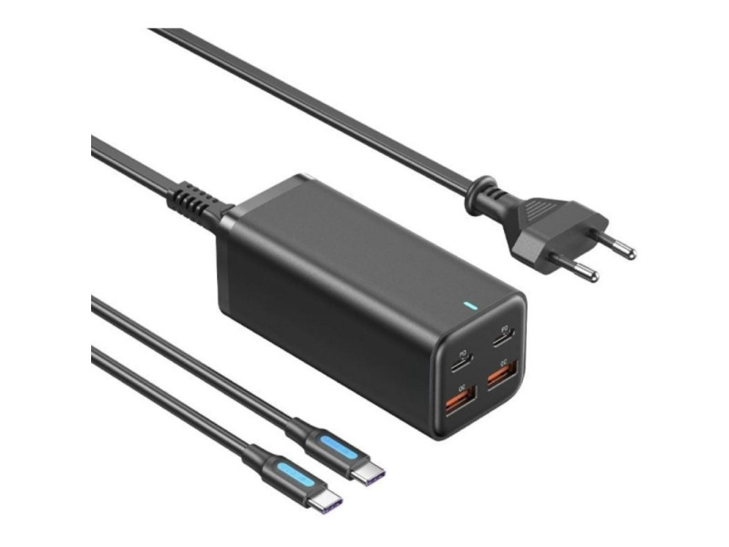 VENTION 4-Port USB (C + C + A + A) GaN Charger (100W/100W/18W/18W) EU-Plug Black (FBSBG-EU) (VENFBSBG-EU)