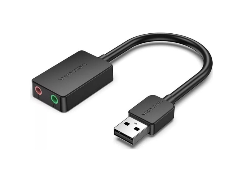 VENTION 2-Port USB External Sound Card 0.15M Black (CDYB0) (VENCDYB0)